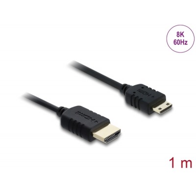 Delock Coaxial High Speed HDMI cable HDMI male to Mini HDMI male 8K 60 Hz 1 m