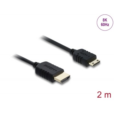 Delock Coaxial High Speed HDMI cable HDMI male to Mini HDMI male 8K 60 Hz 2 m