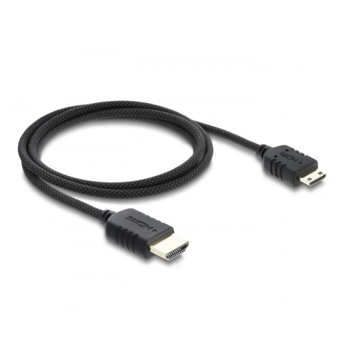 Delock Coaxial High Speed HDMI cable HDMI male to Mini HDMI male 8K 60 Hz with braided coating 1 m