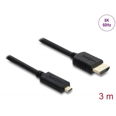Delock Coaxial High Speed HDMI cable HDMI male to Micro HDMI male 8K 60 Hz 3 m