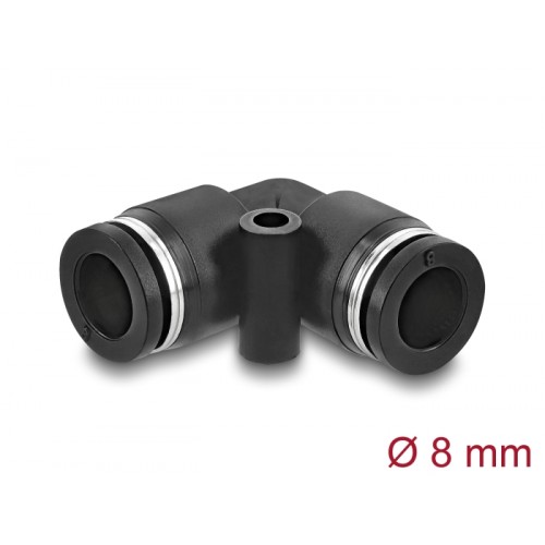 Delock Pneumatic Connector 8 mm with mounting hole 90° angled