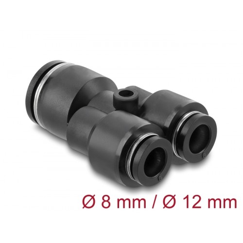 Delock Pneumatic Connector 2 x 8 mm to 1 x 12 mm with mounting hole Y-shape