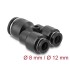 Delock Pneumatic Connector 2 x 8 mm to 1 x 12 mm with mounting hole Y-shape