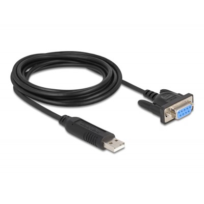 Delock USB 2.0 to Serial RS-232 Adapter Sub-D 9 female with screws compact connector housing 1.8 m FTDI 2