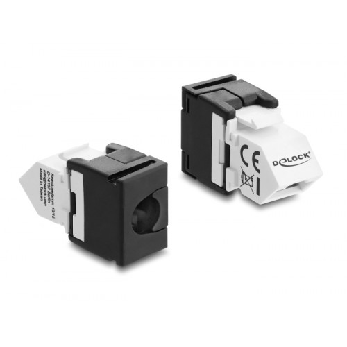 Delock Keystone Module RJ45 jack to LSA Cat.6 45° angled connector, unshielded black / white
