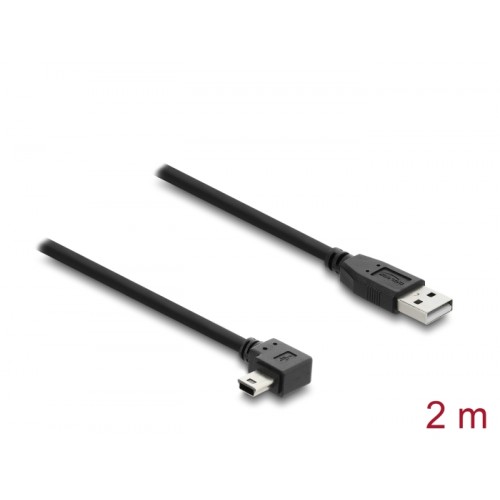 Delock USB 2.0 Cable Type-A male to Type Mini-B male right angled 2 m