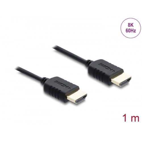Delock Coaxial High Speed HDMI cable 8K 60 Hz 48 Gbps with braided coating 1 m
