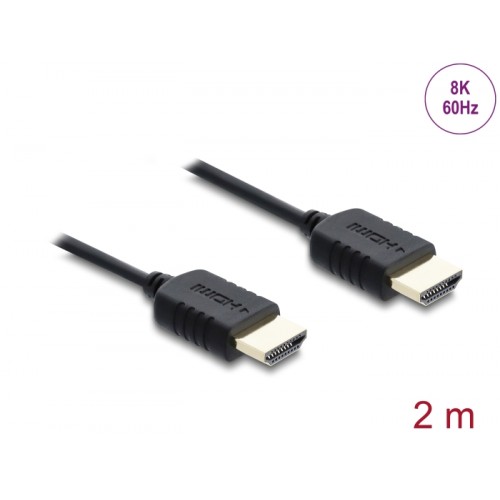 Delock Coaxial High Speed HDMI cable 8K 60 Hz 48 Gbps with braided coating 2 m