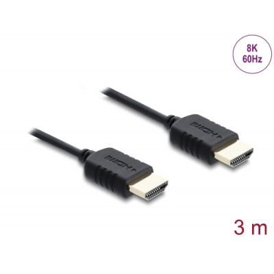 Delock Coaxial High Speed HDMI cable 8K 60 Hz 48 Gbps with braided coating 3 m
