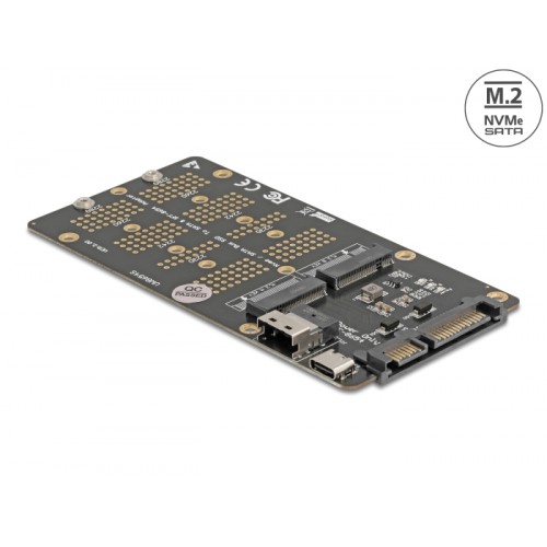 Delock Converter M.2 Key M NVMe SSD to SFF-8654 and M.2 Key B SATA SSD to SATA