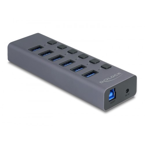Delock External USB 5 Gbps 6 port Hub with Switch and SD / Micro SD slot