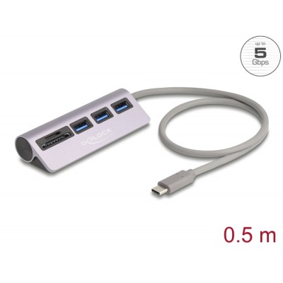 Delock 3 Port USB 5 Gbps Hub including SD and Micro SD Card Reader with USB Type-C™ connector