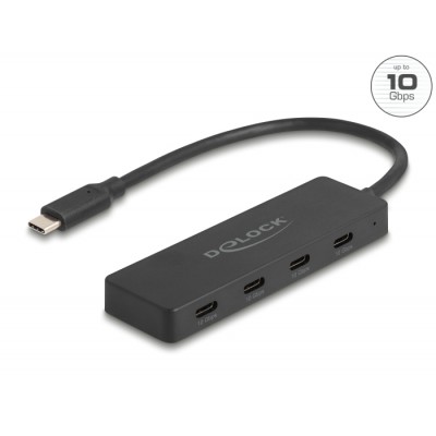 Delock USB 10 Gbps USB Type-C™ Hub with 4 x USB Type-C™ female black