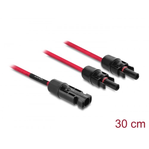 Delock DL4 Solar Splitter Cable 1 x male to 2 x female 30 cm red