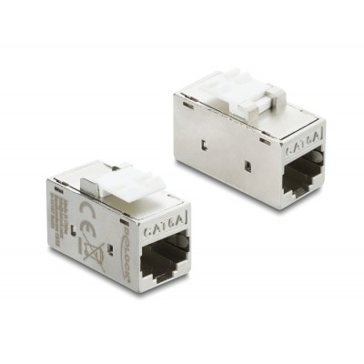 Delock Keystone Module Coupler RJ45 jack to RJ45 jack Cat.6A metal silver / white