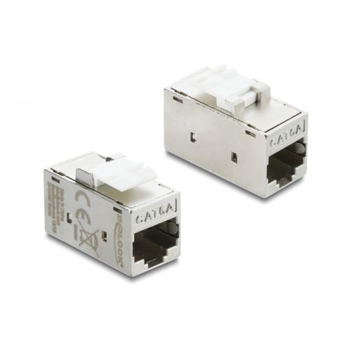 Delock Keystone Module Coupler RJ45 jack to RJ45 jack Cat.6A metal silver / white