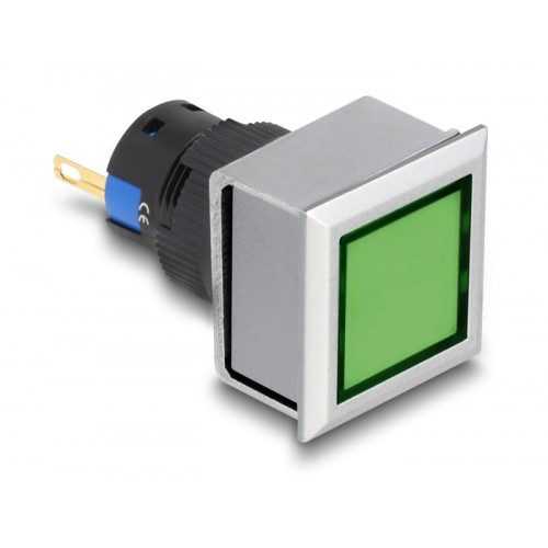 Delock 16 mm Plastic Indicator Light green / solder connection / square