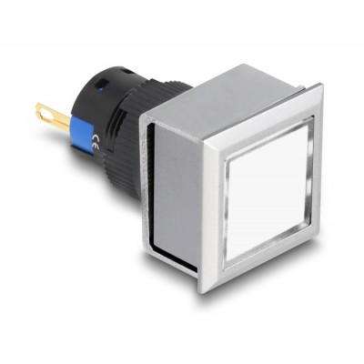 Delock 16 mm Plastic Indicator Light weiß / solder connection / square