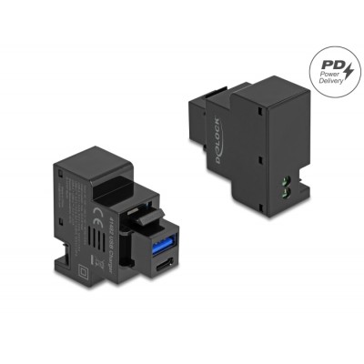 Delock Keystone Module with USB Type-A and USB Type-C™ Charging Port PD 20 W black