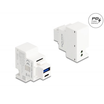 Delock Keystone Module with USB Type-A and USB Type-C™ Charging Port PD 20 W white