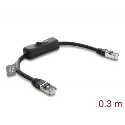 Delock RJ45 Cable plug to plug with switch Cat.6 F/UTP 0.3 m - network switching black