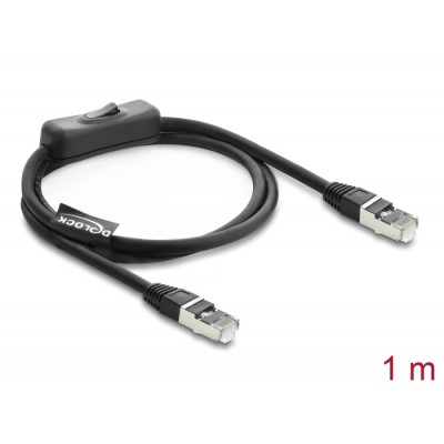 Delock RJ45 Cable plug to plug with switch Cat.6 F/UTP 1 m - network switching black