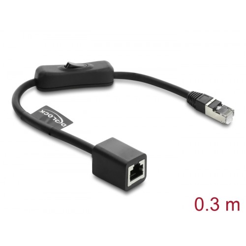Delock RJ45 Cable plug to jack with switch Cat.6 F/UTP 0.3 m - network switching black