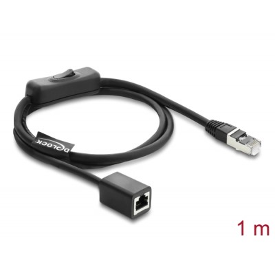 Delock RJ45 Cable plug to jack with switch Cat.6 F/UTP 1 m - network switching black