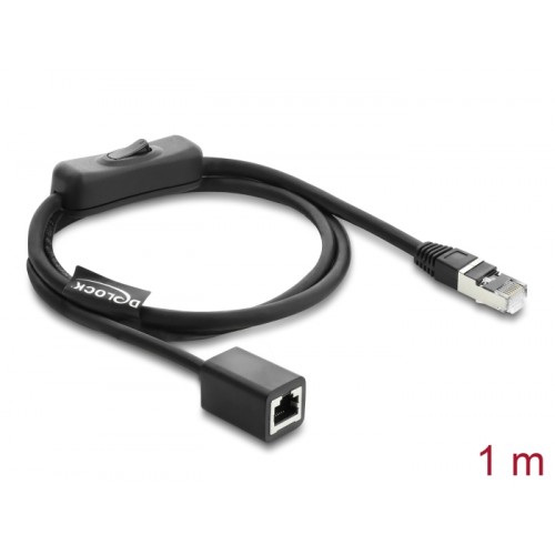 Delock RJ45 Cable plug to jack with switch Cat.6 F/UTP 1 m - network switching black