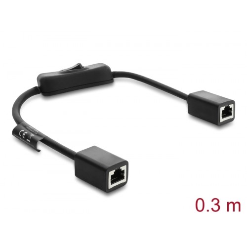 Delock RJ45 Cable jack to jack with switch Cat.6 F/UTP 0.3 m - network switching black