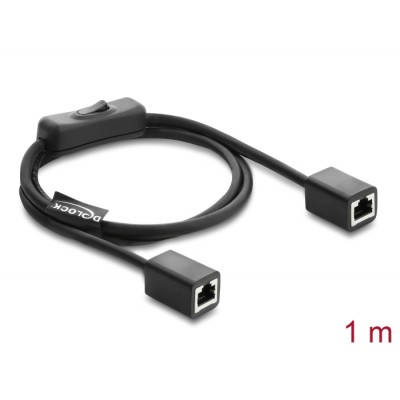 Delock RJ45 Cable jack to jack with switch Cat.6 F/UTP 1 m - network switching black
