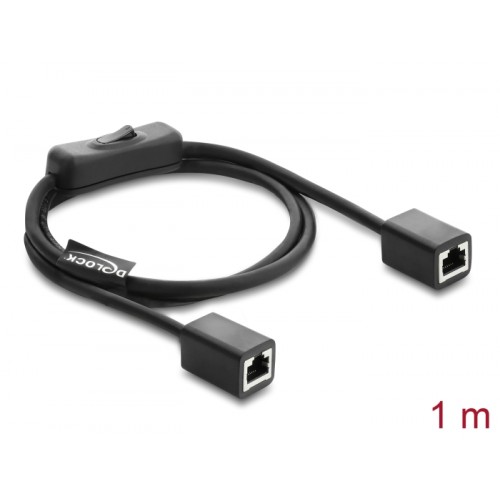 Delock RJ45 Cable jack to jack with switch Cat.6 F/UTP 1 m - network switching black