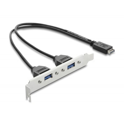 Delock USB Type-E Key A male to 2 x USB 5 Gbps Type-A female with slot bracket connection cable 35.5 cm