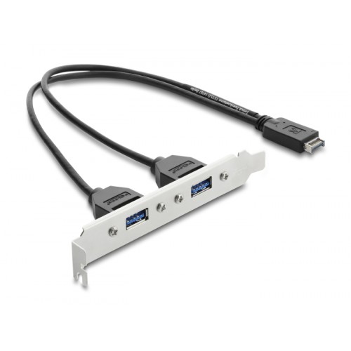 Delock USB Type-E Key A male to 2 x USB 5 Gbps Type-A female with slot bracket connection cable 35.5 cm