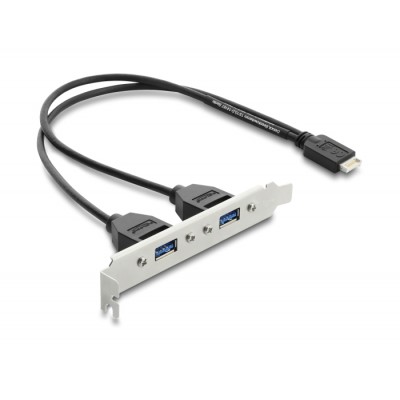Delock USB Type-E Key B male to 2 x USB 5 Gbps Type-A female with slot bracket connection cable 35.5 cm
