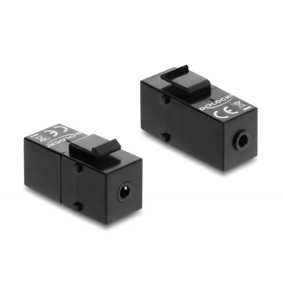 Delock Keystone Module stereo jack female 3.5 mm 4 pin to stereo jack female 3.5 mm 4 pin black