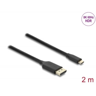 Delock USB Type-C™ to DisplayPort Cable (DP Alt Mode) 8K 60 Hz with HDR function 2 m black