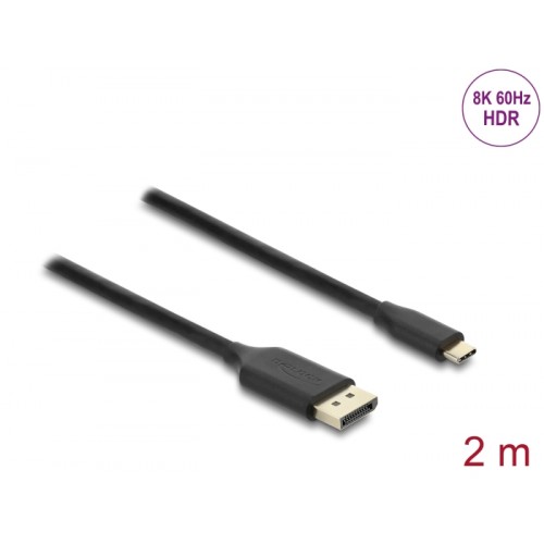 Delock USB Type-C™ to DisplayPort Cable (DP Alt Mode) 8K 60 Hz with HDR function 2 m black