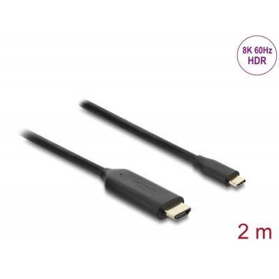 Delock USB Type-C™ to HDMI Cable (DP Alt Mode) 8K 60 Hz with HDR function 2 m black