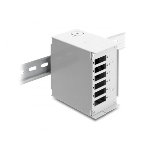 Delock Fiber Optic Patch Panel 6 port for SC Duplex or LC Quad grey metal for DIN rail mounting
