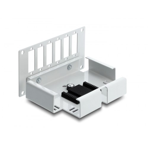 Delock Fiber Optic Patch Panel 6 port for SC Duplex or LC Quad grey metal for DIN rail mounting