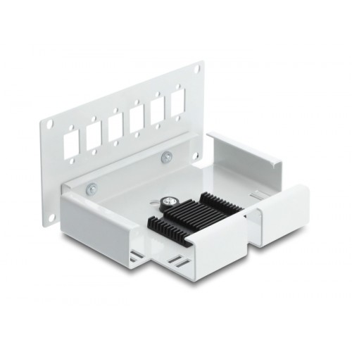 Delock Fiber Optic Patch Panel 6 port for SC Simplex or LC Duplex grey metal for DIN rail mounting