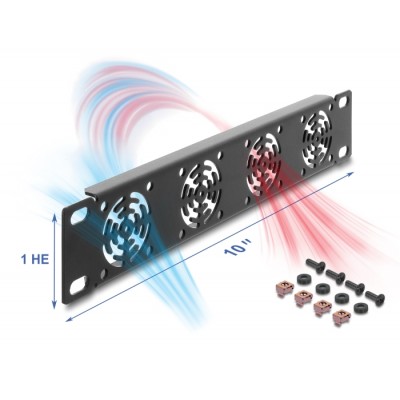 Delock 10″ 1U Rack Cover for 4 fans 40 x 40 mm dark grey