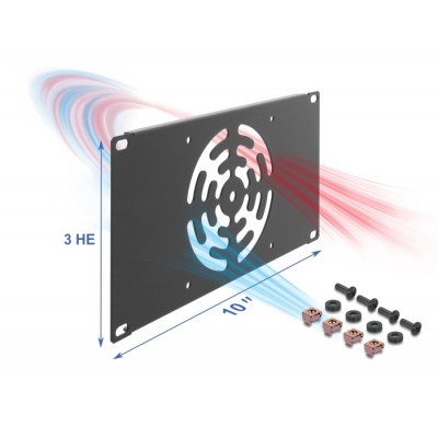 Delock 10″ 3U Rack Cover for 1 fan 120 x 120 mm dark grey