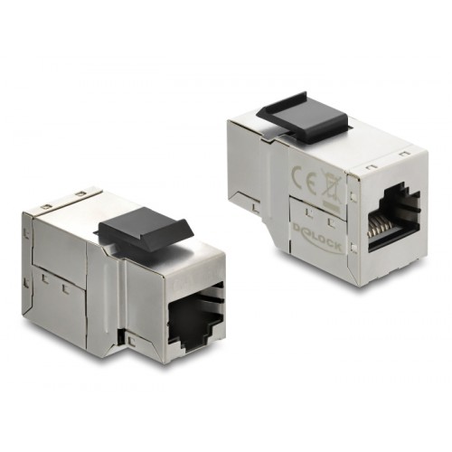 Delock Keystone Module coupler RJ45 jack to RJ45 jack Cat.6A with black plastic latch shielded