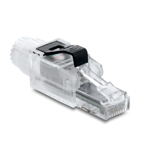 Delock RJ45 plug field assembly Cat.6A unshielded transparent / black