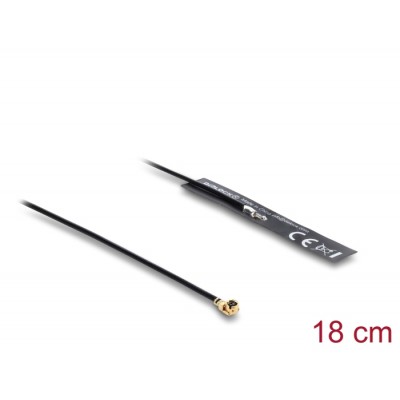 Delock WiFi 2.4 GHz Antenna I-PEX Inc., MHF® I plug 3.4 dBi omnidirectional with connection cable 1.13 18 cm FPC internal self-a