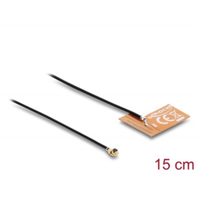 Delock WiFi 2.4 GHz Antenna I-PEX Inc., MHF® I plug 2 - 3 dBi omnidirectional with connection cable 1.13 15 cm FPC internal self