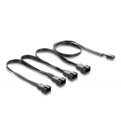 Delock Fan Cable splitter 1 x 4 pin PWM female to 4 x 4 pin PWM male black – 40 cm long with 20 cm branch 2