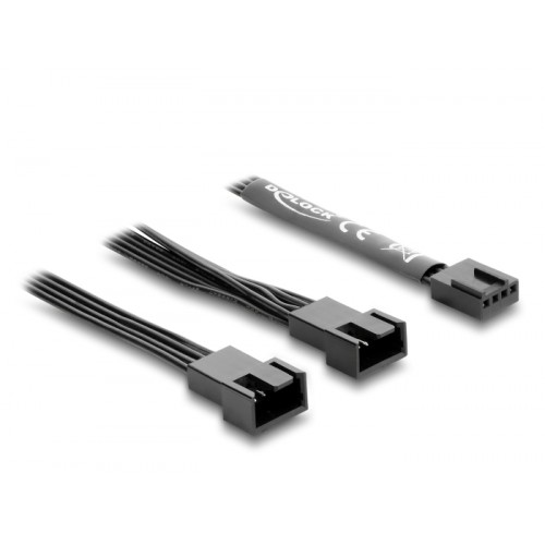Delock Y-Fan Cable 1 x 4 pin PWM female to 2 x 4 pin PWM male black – 50 cm long with 20 cm branch